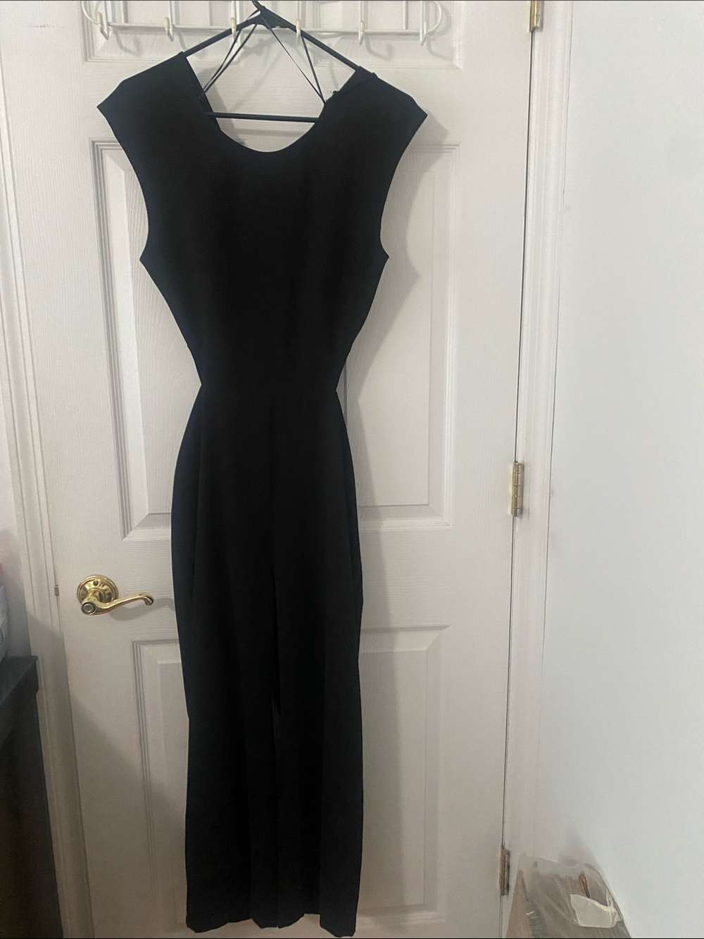 Zara Black open back one piece pant jump suit. M Ties in back PTP abt 17 in
